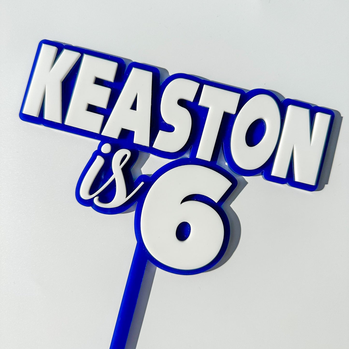 Modern Birthday Cake Topper for events – Any Text or Name –Durable Acrylic Designs