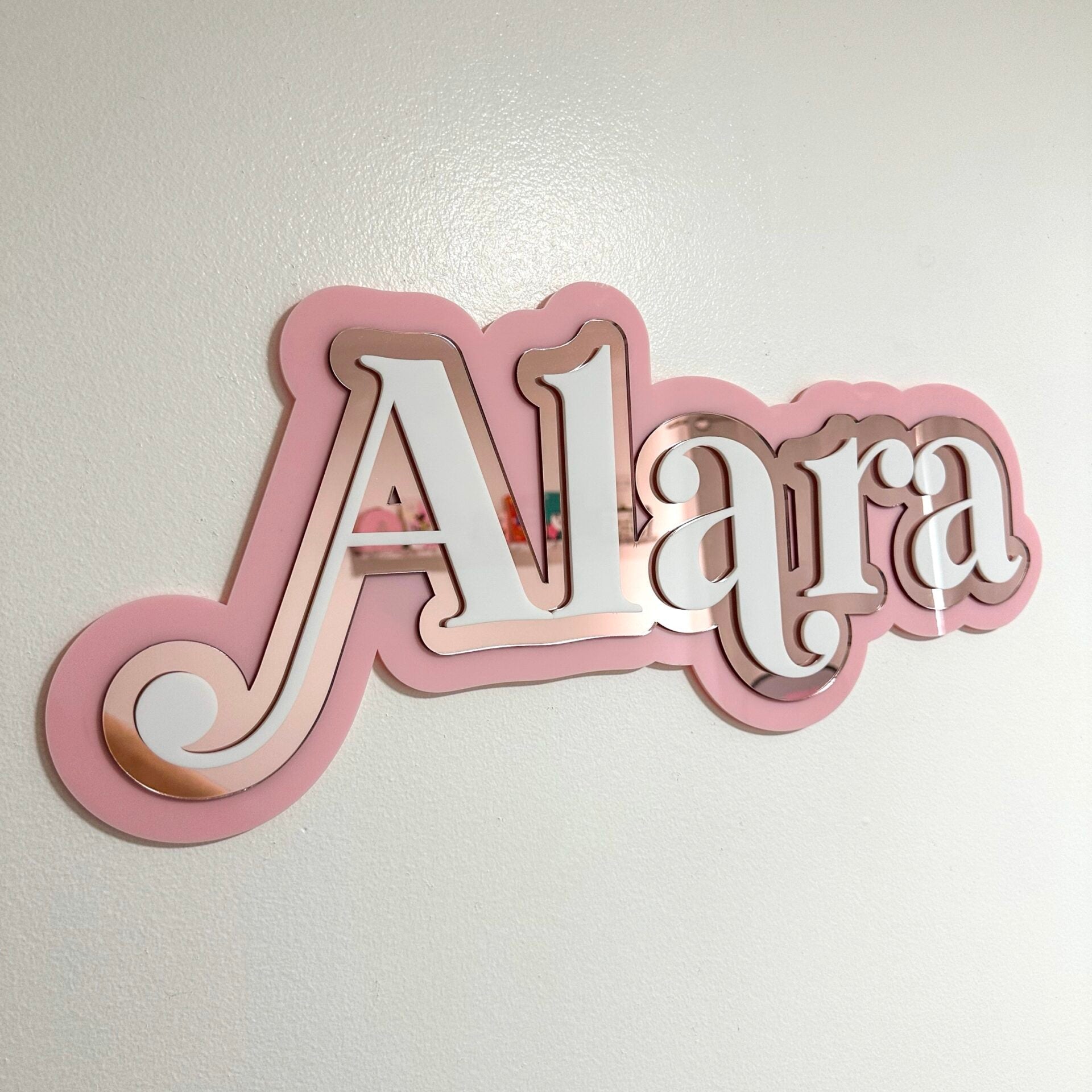 3D Childrens Name Sign - Curved Elegant Font & Shadow Layers - Nursery or Playroom Wall Art