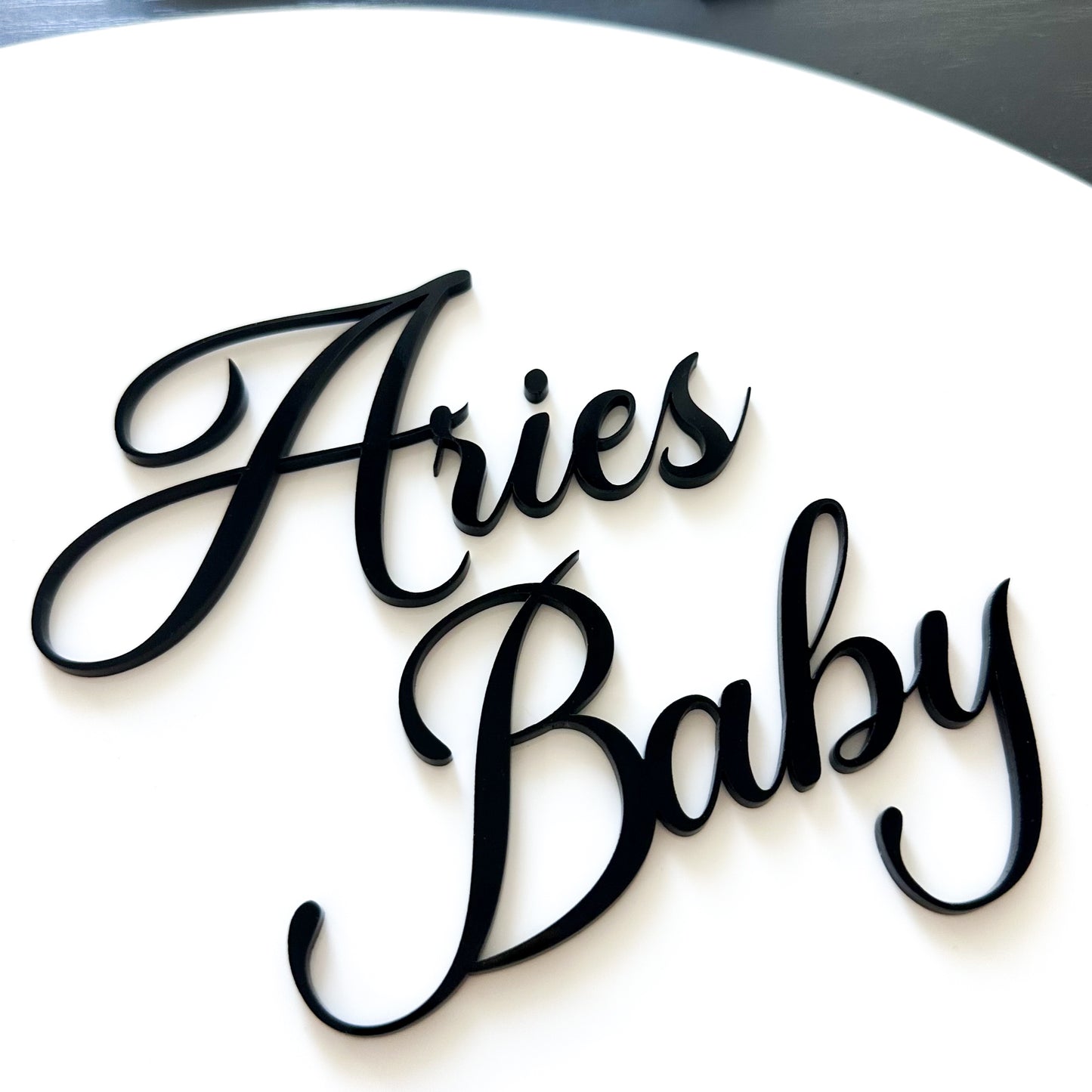 Custom Aries Baby Cake Topper – Wooden Zodiac Sign with Name & Birth Details – Perfect for 1st Birthdays & Showers