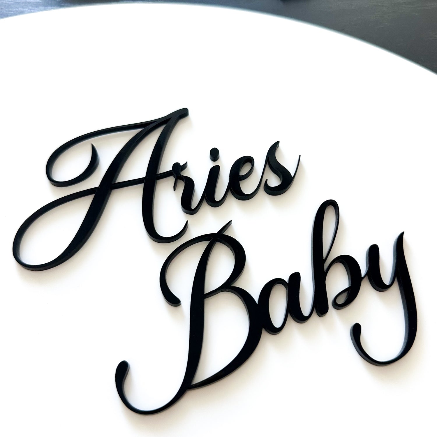 Custom Aries Baby Cake Topper – Wooden Zodiac Sign with Name & Birth Details – Perfect for 1st Birthdays & Showers