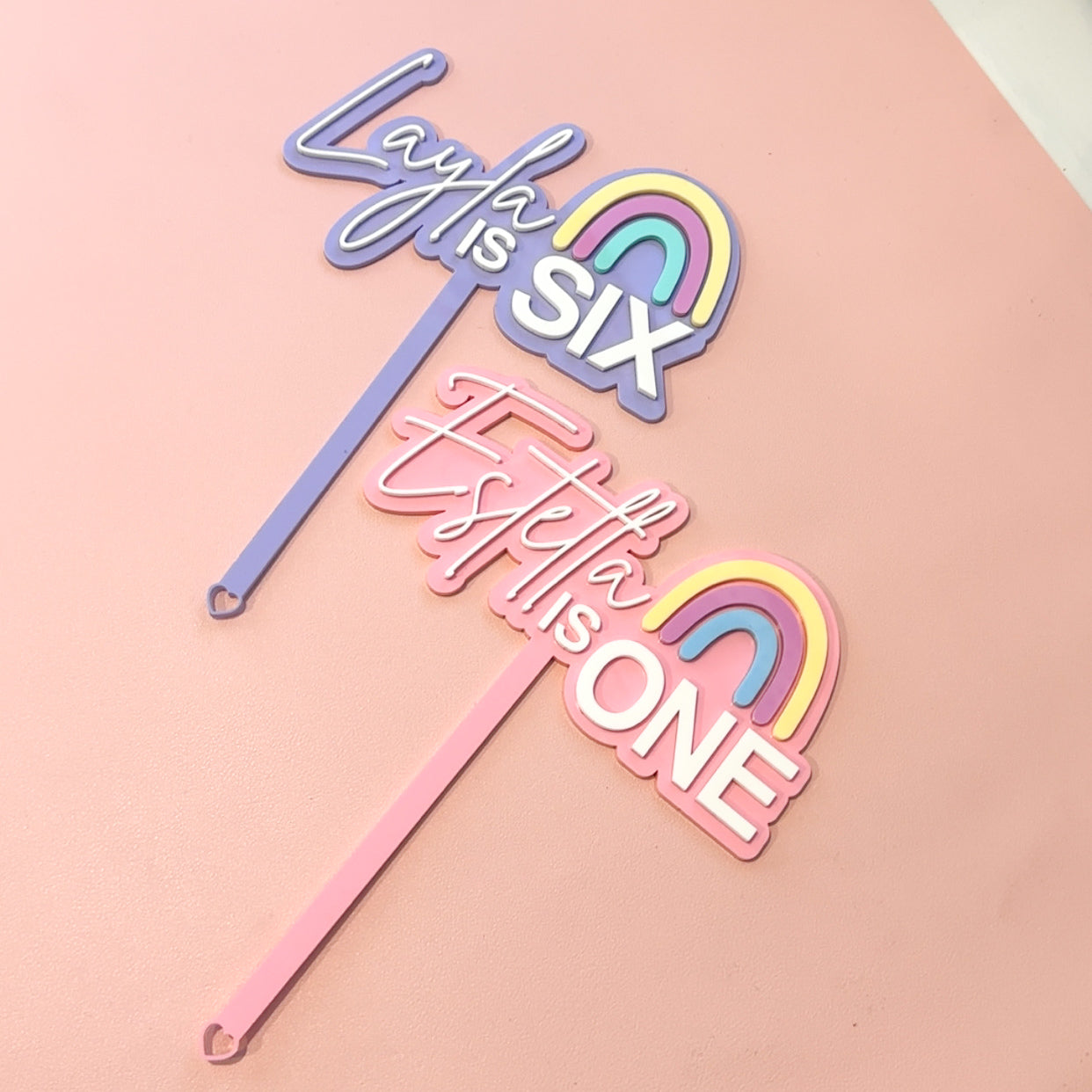 Personalised Rainbow Cake Topper - Custom Name & Age (1st to 10th Birthday)